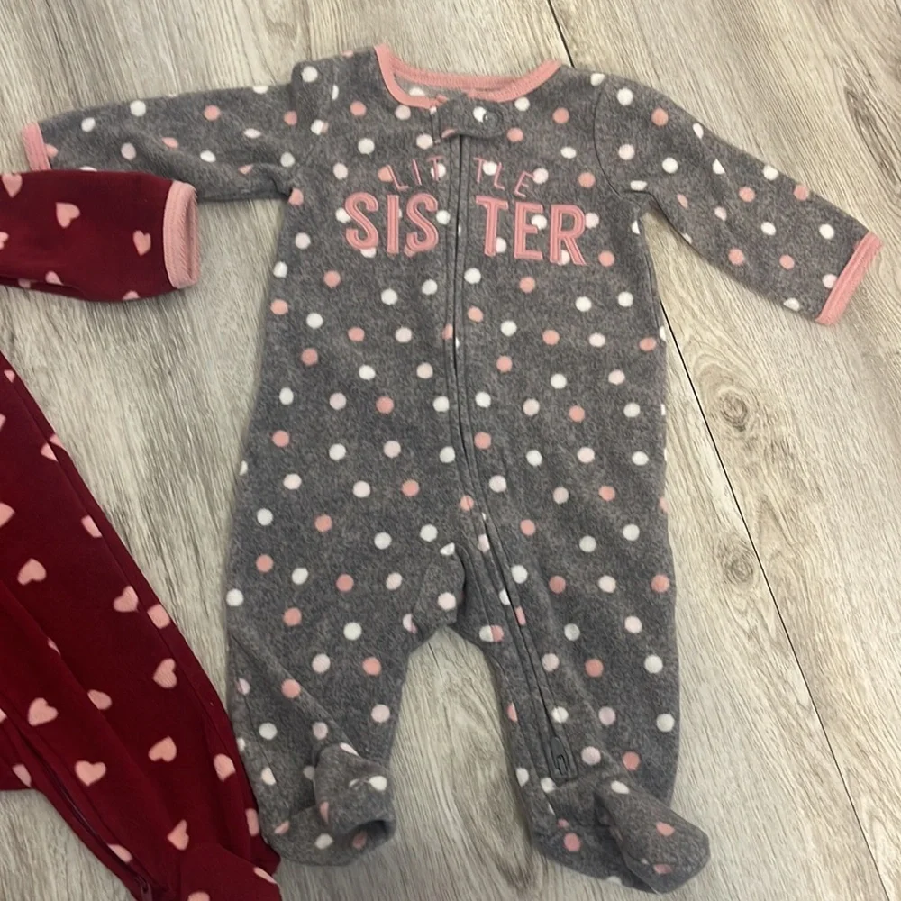 Carter’s 3 month Little sister footed sleeper Bundle